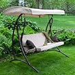 Realever Long Bay 3 Person Canopy Swing- Toffee - SWING501