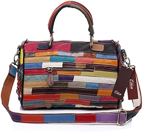 Eilen Cow Leather Flower Style Cross Body Hobo Top Handle Bucket Tote Handbag (multiple)
