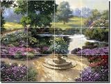 Garden View by Nenad Mirkovich - Artwork On Tile Ceramic Mural 12.75 x 17 Kitchen Shower Backsplash