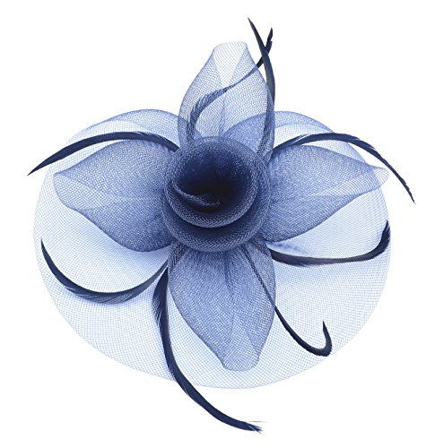 Womens Big Flower Mesh Feather on Hair Clip Headwear Fascinator