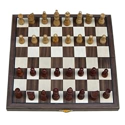Wood Folding Chess Set with Beveled Edges - 11 1/2 inch Walnut Board