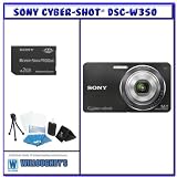 Sony DSC-W350/B 14.1MP Digital Camera with 4x Wide Angle Zoom with Optical Steady Shot Image Stabilization (Black) + Bonus Pack