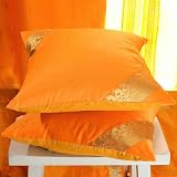 Pumpkin Sari Cushion Covers / Saree Pillow covers 16 X 16 Inches