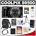 Nikon Coolpix S9500 Wi-Fi GPS Digital Camera (Black) with 32GB Card + Battery & Charger + Case + Tripod + HDMI Cable + Accessory Kit