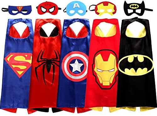 Superhero Cape and Mask Costumes For Kids Set of 5
