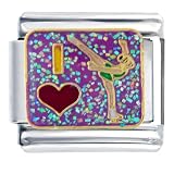 Heart I Love Ice Skating Italian Charms Bracelet Link