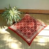 Ruby Kilim ~ Rustic Red Black Euro European Pillow Sham Cover 27x27