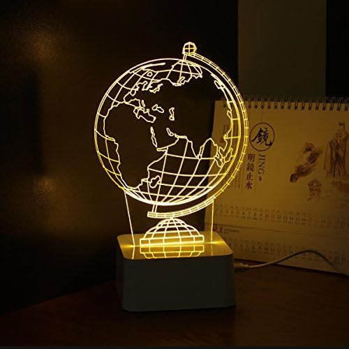 Hideeled Optical Illusion Touch Control 3d led art light, Warm White Color with Various Design for furnishings (Globe)
