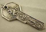 Rare St Saint Christopher Medal Silver Travel Protection Key to Heaven Holy