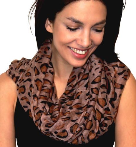 Toast Accessories Women's Infinity Scarves Leopard Animal Print 180 x 100CM Coffee