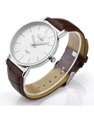 Jovivi Fashion Lady Girl Men Quartz Classic Wrist Watch Pu Leather Band -- Brown