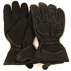 Men's Leather Light Lined Padded Biker Snap Gloves
