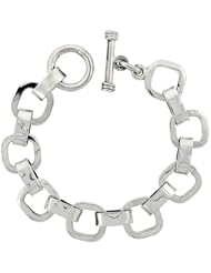 Sterling Silver Cushion Cut-out Link Bracelet Toggle Clasp Handmade 3/4 inch wide, sizes 8, 8.5 & 9 inch