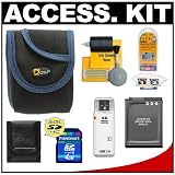 OSN Compact Blue Trim Digital Camera Case + EN-EL12 Battery + 4GB SDHC Card + Cleaning Kit for Nikon Coolpix S70, S610, S610c, S620, S630, S640 & S710 Digital Cameras