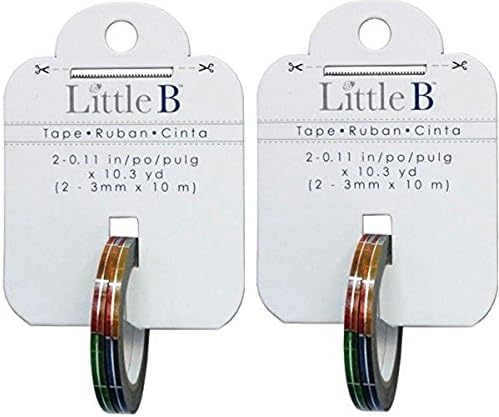 Little B Silver Foil Multi Color Squares Washi Tape Each .11 Inches x 10.3 Yards 100880 - (Bundle of 2 Packs, 4 Rolls Total)