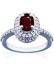 14K White Gold Cushion Cut Ruby Ring With Sidestones (GIA Certificate)
