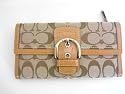 Coach Soho Signature Checkbook Wallet 42139 Khaki/doe