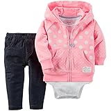 Carters Baby Girls 3-Piece Cardigan Set /White Dot