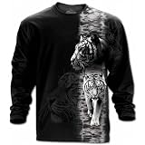 Mountain Evolution White Tiger Stripe Long Sleeve T-shirt 100% Ring-spun Cotton Fitted Shirts S
