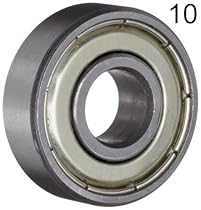 Ten (10) 608ZZ 8x22x7 Shielded Greased Miniature Ball Bearings
