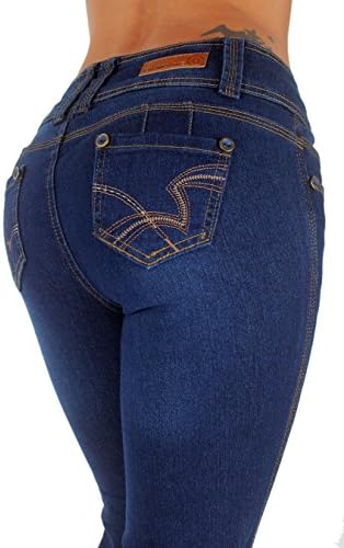 Style B925E1P - Plus Size, Mid Waist, Butt Lifting, Boot Leg Jeans in Dark Blue Size 16