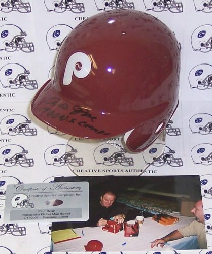 Pete Rose Hand Signed Philadelphia Phillies Mini Helmet - Autographed MLB Helmets and Hats