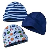 Newborn Boys' Gerber Blue Assorted 3pk Cap Set 0-6 Months