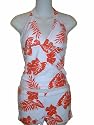 Junior White and Orange Tropical Print Tankini and Boyshorts Swimsuit