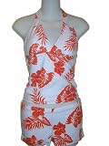 Junior White and Orange Tropical Print Tankini and Boyshorts Swimsuit