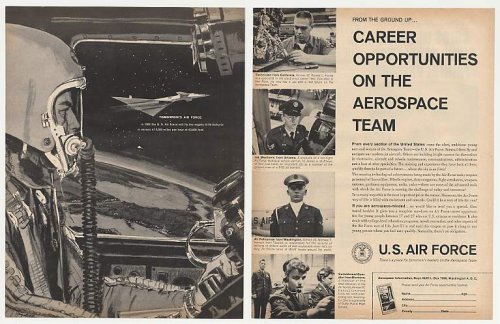 1961 US Air Force Aerospace Career B-70 Valkyrie 2-P Print Ad