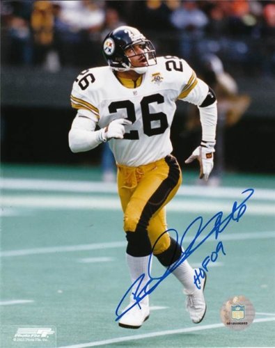 Rod Woodson Autographed/Hand Signed Pittsburgh Steelers 8x10 Photo with HOF 09 Inscription (Pose 1)