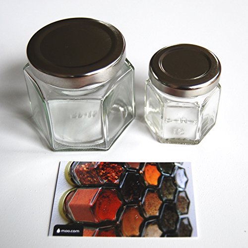 Everything Spice Kit: 24 Magnetic Jars Filled with Standard Organic Spices / Hanging Magnetic Spice Rack. (Silver Lids)