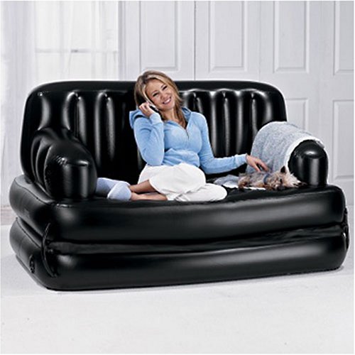 Smart Air Beds 5 x 1 EZ Queen Size Inflatable Sofa Bed (Black) - (Bed, Sofa, Booster Bed, Recliner, Lounger)