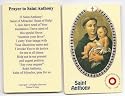 Saint Anthony Prayer Card With Relic
