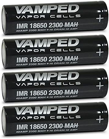 4 VAMPED IMR 18650 2300mAh 40A 3.7v Rechargeable Flat Top Batteries - BK