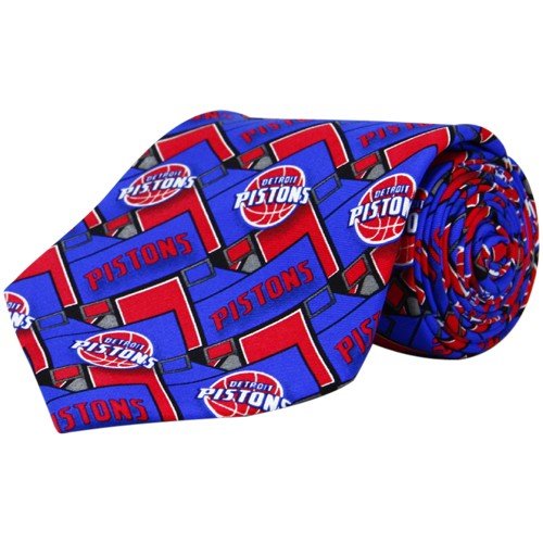 Detroit Pistons Red-Royal Blue Block Pattern Tie