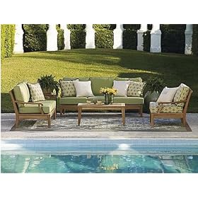 New Luxurious 6 Piece Teak Sofa Set - Sofa, 2 Lounge Chairs, Ottoman, Coffee Table And... by WholesaleTeak