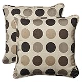 Pillow Perfect Outdoor Brown/Beige Polka Dot Sunbrella Toss Pillows, Square, 2-Pack