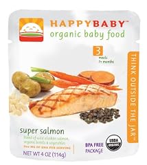 HAPPYBABY Organic Baby Food, Stage 3, Super Salmon, 4 Ounce Pouch ...