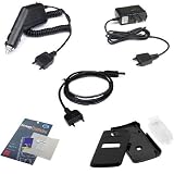 Solid Black Rubberized Snap On Crystal Case with Clip + Rapid Car Charger + Home Travel Charger + Clear Durable Reusable LCD Screen Protector + USB Data Cable for T-Mobile Sony Ericsson TM506 Cell Phone