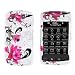 WHITE WITH HOT PINK ROSE SNAP ON HARD SKIN FACEPLATE PHONE SHIELD COVER CASE FOR BLACKBERRY STORM 2 STORM2 9550 + BELT CLIP
