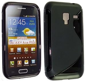 BLACK COLOUR S SHAPE GEL PROTECTION CASE COVER FOR SAMSUNG GALAXY ACE PLUS S7500