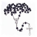 + Prayer Rosary made with round 5mm black wood beads.