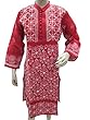 Cotton Tunic Dress Red Chikan Embroidered Kurta