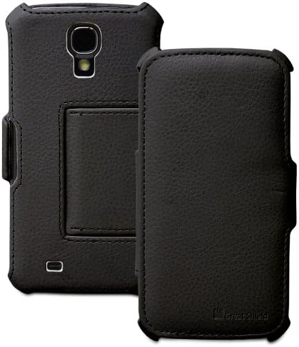 GreatShield VANTAGE Series Case for Samsung Galaxy S4 IV Leather Wallet Cover with Stand + Sleep / Wake Function (Black)