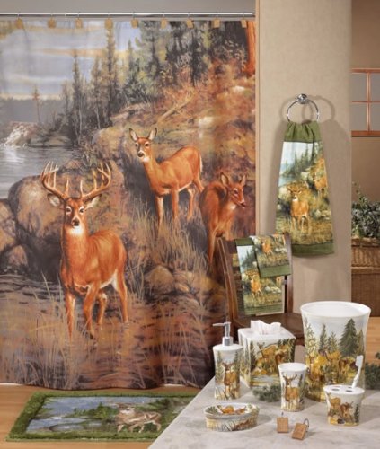 Cover image : Whitetail DEER doe Shower Curtain bathroom Lodge decor