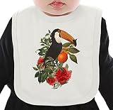 Floral Bird ネクタイを有する有機ビブ Medium