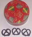 Scott's Cakes 1 lb. Dark Chocolate Covered Pretzel in a Christmas Present Tin