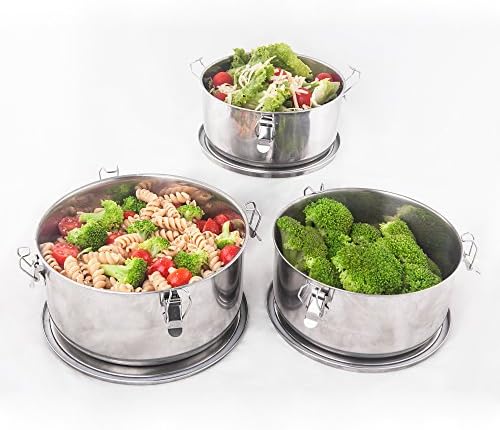 Steelution: 3 Pack Water-tight Lightweight All-Stainless Lunch and To Go ContainersPlastic Free!