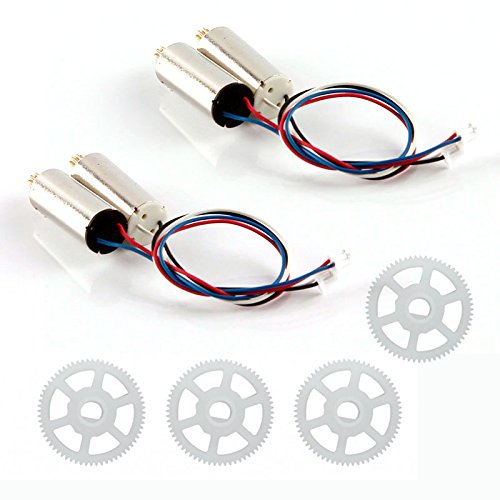 Czxin 4pcs Motor Set (Cw Ccw) + Gear Set Spare Parts for Wltoys Jjrc V686 V686k V686g FPV Rc Quadcopter Drone